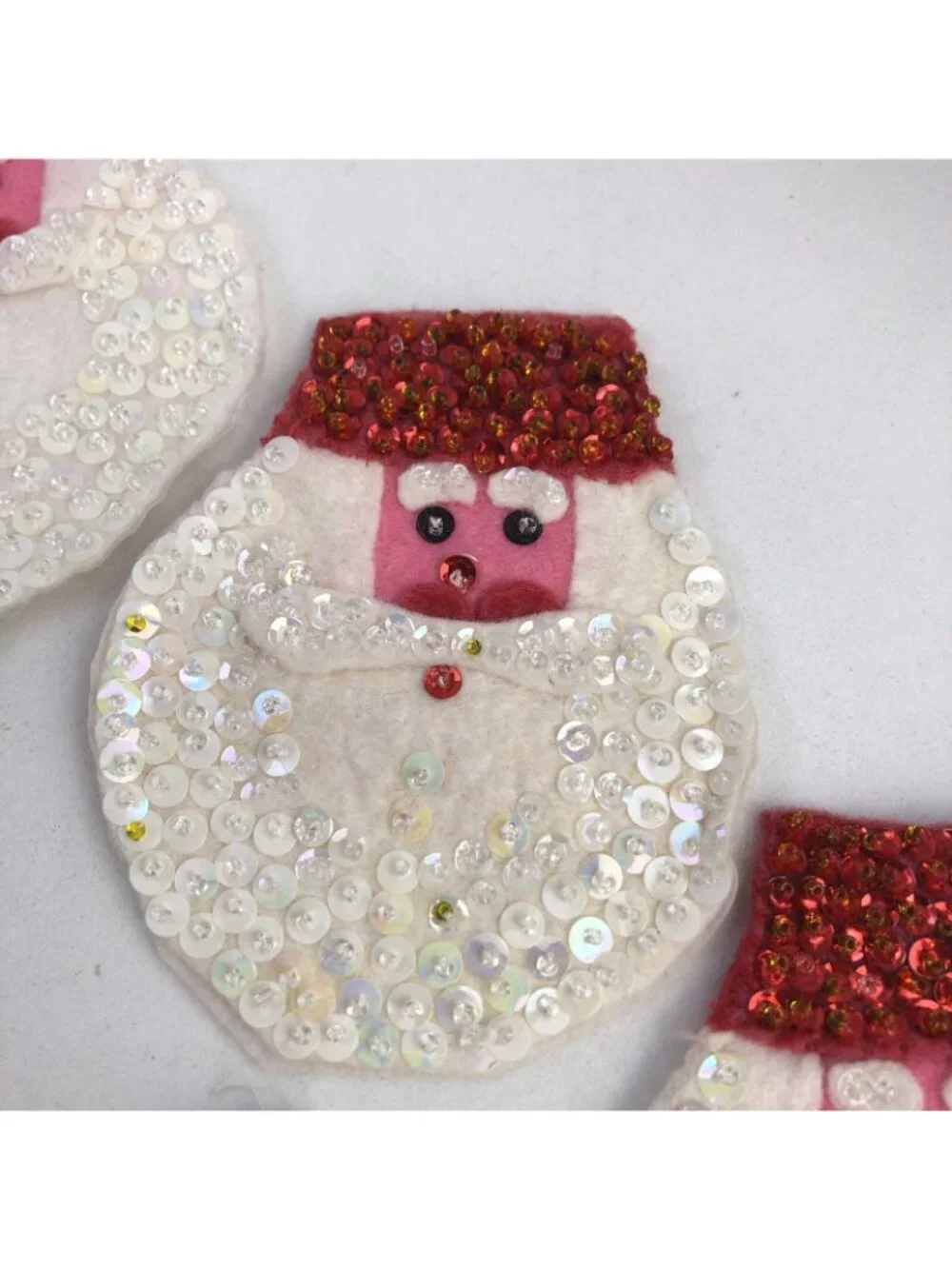 Set of 8 Vintage Christmas Santa Napkin Holders Rings Felt & Sequins